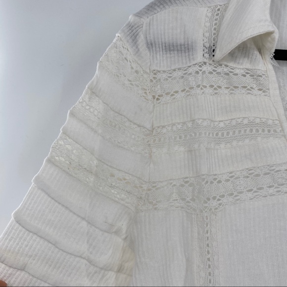 Free People NWT Set To Stun Tunic Top Long Sleeve V Neck Hi Low White Small New - Picture 3 of 7